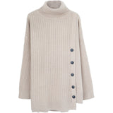 Knit High-collared Round Neck Long Sleeve Sweaters