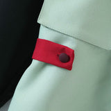 Blazers de manga farol con solapa en contraste y botonadura sencilla