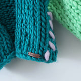 Handicraft Knit Contrast Lantern Sleeve Cardigans