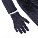 Square Collar Velvet Gloves Party Bodycon Midi Dresses