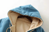 Manteau d'extérieur de couleur contrastée surdimensionné à capuche double face