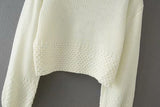 Knit Lantern Sleeve High Collar Crop Tops Sweaters