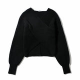 Vintage V-neck Batwing Sleeve Cross Design Knit Sweaters