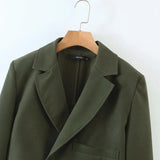 Conjunto de dos piezas con falda tipo blazer y solapa con cuello de pila Verde 