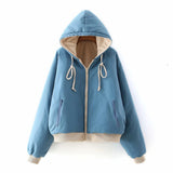 Double Side Hooded Oversize Contrast Color Outerwear Coat