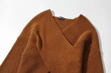 Vintage V-neck Batwing Sleeve Cross Design Knit Sweaters