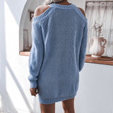 Minivestidos de suéter de cuello redondo sin tirantes halter