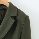 Pile Collar Lapel Blazer Skirt Two-piece Set Green