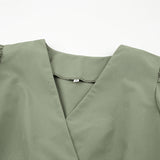 Minivestidos con escote en V y cintura alta con mangas acampanadas Verde