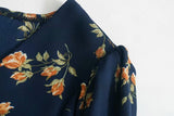 Splicing High Wait Floral Zipper Midi Dresses