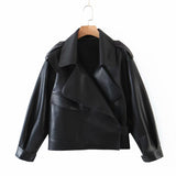 Pile Collar Pocket Crop Leather Tops Jacket Outerwear - White