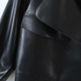 Pile Collar Pocket Crop Leather Tops Jacket Outerwear