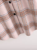 Single-breasted Pocket Geometry Plaid Elastic Sleeves Outerwear