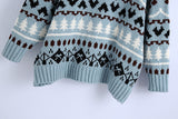 Argyle Pattern Christmas Tree High-collar Sweaters Mini Dresses