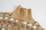 Suéteres florales de punto con cuello alto y botonadura sencilla