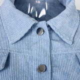 Corduroy Lantern Sleeve Single-breasted Lapel Cardigans Outerwear