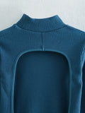 Suéteres de punto de cuello redondo sin espalda ahuecados