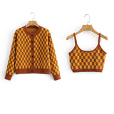 Single-breasted Vest Cardigans Sweaters Outerwear Tank Tops Two-piece Set