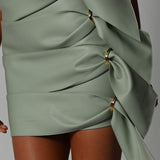 Tank Tops Skirts Leather Mini Dresses Two-piece Set