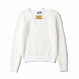 V-ncek Knit Furry Shirts Sweaters Blouses