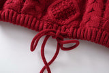 Suéteres vintage con cordones de cuello redondo de punto Tops cortos