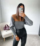 Stripe Tube Tops Cardigans Sweaters Two-piece Set