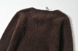 V-ncek Knit Furry Camisas Suéteres Blusas