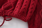 Suéteres vintage con cordones de cuello redondo de punto Tops cortos