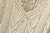 Knit V-neck Vest Sweaters Pants Two-piece Set