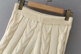 Chaleco de punto con cuello en V Suéteres Pantalones Conjunto de dos piezas