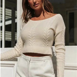 Round Neck Knit Sweaters Blouses Crop Tops