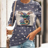 Round Neck Floral Printed T-Shirts Blouses Sweatshirts