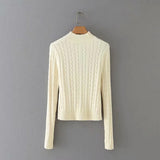 Hollow-out Knit High Collar Sweaters Shirts