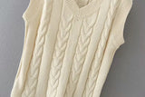 Knit V-neck Vest Sweaters Pants Two-piece Set