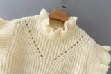 Hollow-out Knit Ruffled Vest Sweaters Blouse