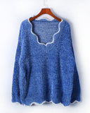 V-neck Ruffle Collar Knit Sweaters