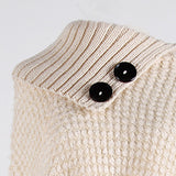 Tassel Fringed Cloak Shawl Button Collar Pullover Sweater Cape