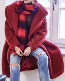 Pile Collar Double Breasted Thicken Fur Lambswool Outerwear