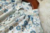 Élégant imprimé floral à manches lanterne chemise ceinture short ensemble deux pièces