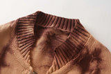 Cárdigan de suéter de punto con botón de broche teñido anudado
