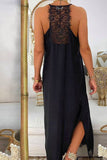 Black Sexy Lace Loose Vacation Summer Maxi Dresses