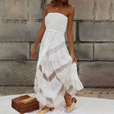Chest Wrap Irregular White Dress