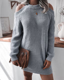 Minivestidos de suéter de cuello redondo sin tirantes halter