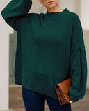 High-collared Lantern Sleeve Knit Oversize Sweater