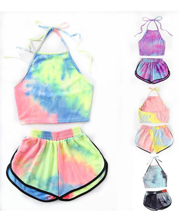 Tie Dye Two-piece Set Loungewear Home Workout Fitness Outfit