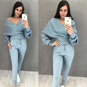 Sexy Multicolor Strapless Sweater Knit Sports Suit - Nowachic.com