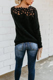 Asymmetric Neck  Decorative Lace  Plain Sweaters