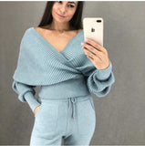 Sexy Multicolor Strapless Sweater Knit Sports Suit