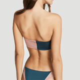 Bikini sexy sin tirantes con bloque de color de dos piezas