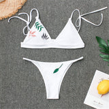 Bikini Triangle à Bretelles Imprimé Plantes Mode